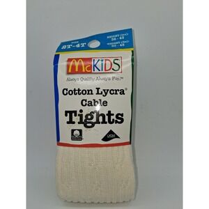 Vintage McKids Toddler Girls Cable Knit Tights Cream Cotton Lycra 2T-4T New